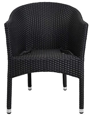 Black Color, Luckyermore Outdoor Wicker Chair, Front View