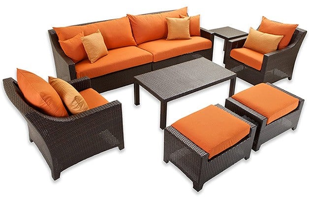 Orange Color, RST Brands Deco 8 Piece Outdoor Furniture Set, Elegant Design