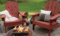 A small image of Modern Adirondack Chairs placed in a garden