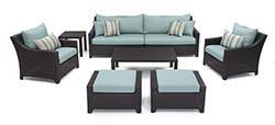 Bliss blue variant of the RST Brands Deco 8Pc Sofa & Club Chair Set