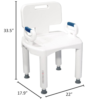 Dimension Stats, Drive Medical Premium Shower Chair, White Color