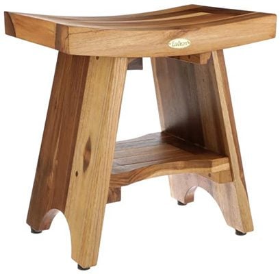 Natural Wood Color, EcoDecors Serenity Shower Stool, Left View