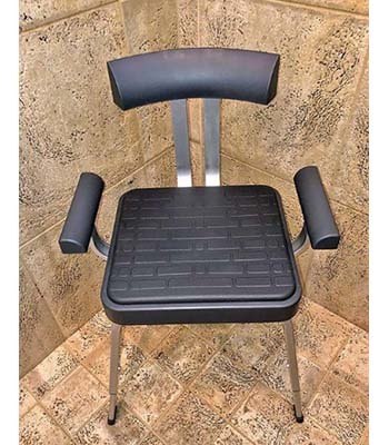 Upper view of the Medline Momentum Premium Shower Chair in a shower area