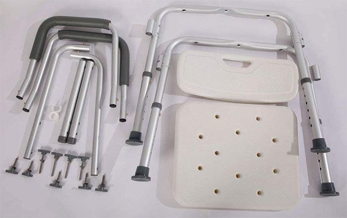 Complete parts of the Omecal Heavy Duty Shower Bath Chair
