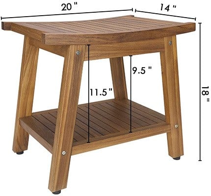 Specification Stats, Rose Home Fashion Teak Shower Stool Bench, Natural Wood Color