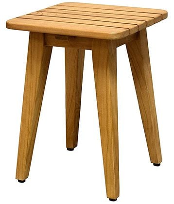 The Asta Solid Teak Square Shower Stool with 4 legs