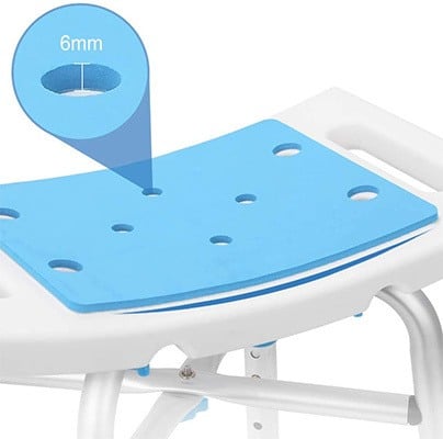 Padded seat with holes of the Healthline Heavy Duty Shower Stool