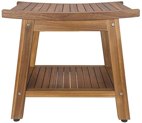 The Rose Home Fashion Teak Shower Stool with rubberized feet