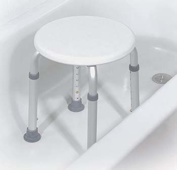 White variant of the Drive Medical Adjustable Height Bath Stool in a bathtub