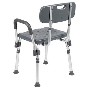 A Flash Furniture HERCULES Adjustable Shower Chair With Grey Color