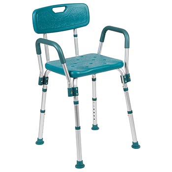 A Flash Furniture HERCULES Adjustable Shower Chair With Teal Color 