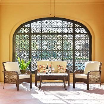 Full set of the beige variant of Ovios 4 Piece Rattan Outdoor Furniture Set