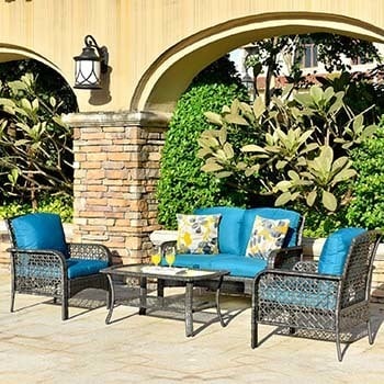 Ovios 4 Piece Rattan Outdoor Furniture Set Review 2021 - Patio Furniture Review