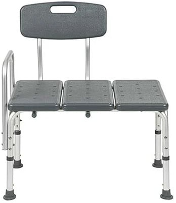Front view of Flash Furniture Adjustable Bath & Shower Transfer Bench with Gray color