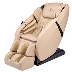 FR-6KSL Massage Chair with beige PU upholstery, black base, and black highlights