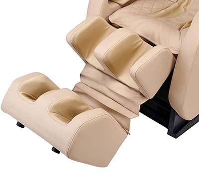 FR-6KSL Massage Chair with beige PU-wrapped leg ports that are also extendable