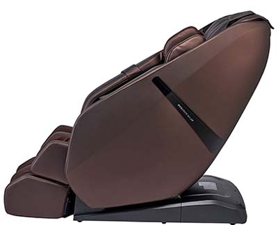 Forever Rest Massage Chair with dark brown PU upholstery and exterior, black base, and brand name on the sides