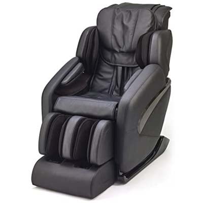 Inner Balance Wellness Jin Massage Chair with black PU upholstery, black exterior, and base