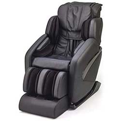 Jin massage chair with black PU upholstery, thick seat cushion, neck pillow, and PU-wrapped exterior