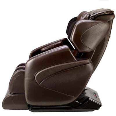 Jin massage chair with espresso-colored PU upholstery, black base, and neck cushion