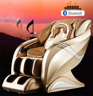 Kahuna HM-078 Massage Chair champagne variant with Bluetooth technology and speakers on the sides of the headrest