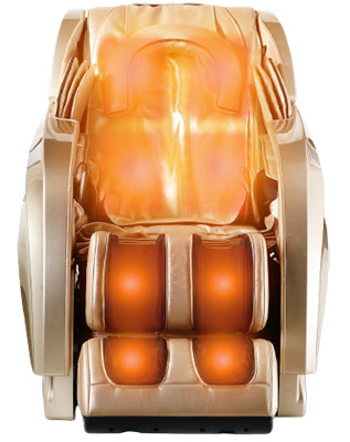 Hubot Massage Chair champagne variant's full body heating therapy with heating pads in the entire back and leg ports