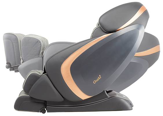 Osaki Pro Admiral II massage chair grey variant in zero gravity recline where the legs are elevated slightly above the heart