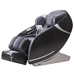 Osaki First Class Massage Chair with dark grey PU upholstery, black exterior, purple highlights, and silver base