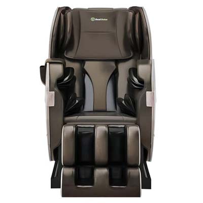 Real Relax Favor 03 with brown PU upholstery, beige exterior, and black leg ports interior