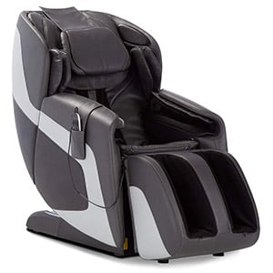 Human Touch Sana Massage Chair with dark gray Sofhyde upholstery and light gray highlights on the sides and leg ports