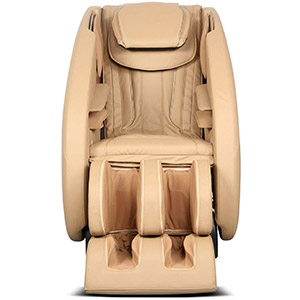 Ideal Massage Chair with beige PU upholstery, beige exterior, and cushion for the head and neck