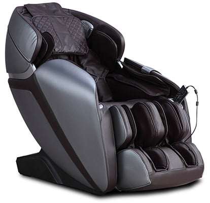 Kahuna LM 7000 Massage Chair with dark brown faux leather upholstery, dark grey exterior, and wired remote