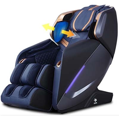 Kahuna LM9100 in blue and black variant, with an illustration of the chair's shoulder detection feature