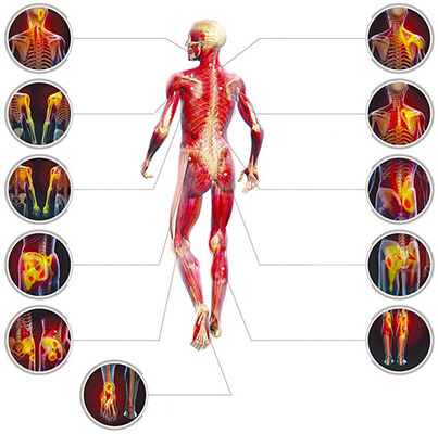 An illustration of the human body's various pressure points and where the Medical Breakthrough 8 focuses on
