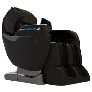 Medical Breakthrough 4 v2 massage chair with black PU upholstery, black exterior, and silver base and highlights