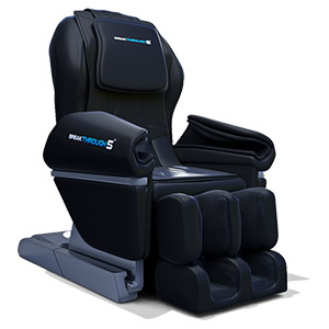 Medical Breakthrough 5 massage chair with black PU upholstery, black exterior, silver base and highlights