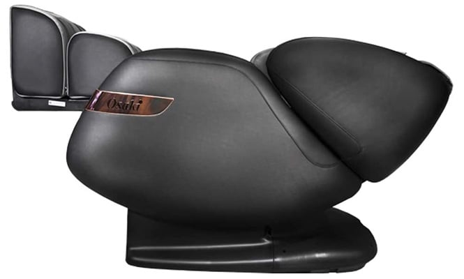 Osaki OS Champ Massage Chair in zero gravity recline with the leg ports elevated above the heart