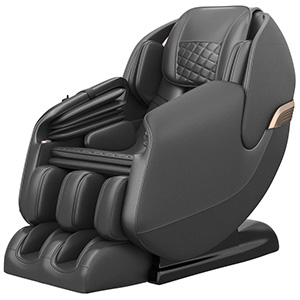 Real Relax PS3100 Massage Chair with black PU upholstery, black exterior, and gold highlights