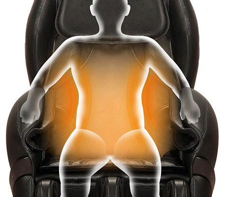Westinghouse WES41-700S Massage Chair black variant with heating for the back and a figure drawing sitting on the chair