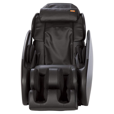 iJoy Total Massage Chair with black SofHyde upholstery, black exterior, and a thick neck cushion