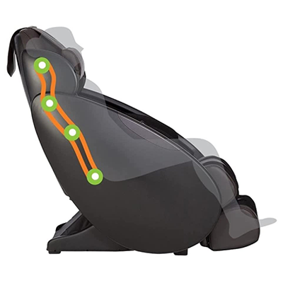 iJoy Total black variant and an illustration of a woman sitting on the chair and the chair's short S-track