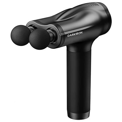 Darkiron Double-Head Massage Gun in black, with silicon handle for better grip