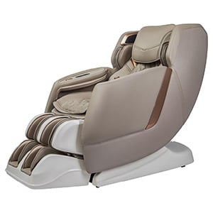 Amamedic Juno II with taupe PU upholstery and exterior, white base and leg ports exterior, and rose gold highlights