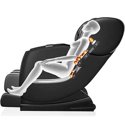 Woman on a SMAGREHO Massage Chair, getting her neck, back, and waist massage from the eight fixed-point rollers