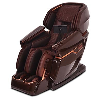 Kahuna EM8500 with chocolate brown faux leather upholstery, glossy brown hard shell exterior, and bronze highlights