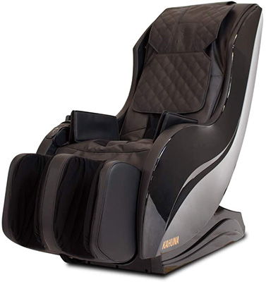 Kahuna HM 5000 Massage Chair with dark brown PU upholstery, glossy brown exterior, and glossy brown base