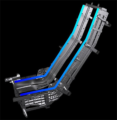 An illustration of the Titan Summit Flex's 52-inch track that starts at the neck and ends under the thighs