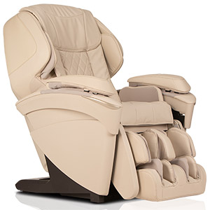 Panasonic MAJ7 Massage Chair with beige PU upholstery, black base, and beige exterior