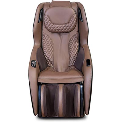 Rio Massage Chair with coffee-colored PU upholstery, speakers on both sides of the headrest, and remote sewn into one arm