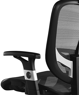 FlexFit Hyken Chair with black frame, breathable mesh seat and seatback, and adjustable armrests